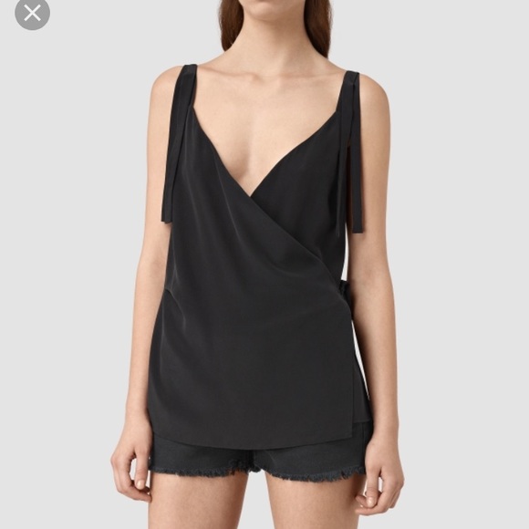 ALLSAINTS vea wrap silk top - Picture 2 of 8